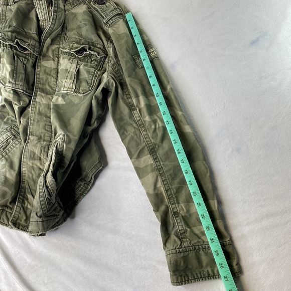 Abercrombie Fitch Sentinel Jacket Mens M Large Athletic Fit Green Camo Military - Picture 13 of 16